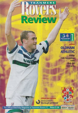 Tranmere Rovers v Oldham Athletic Match Programme 1996-11-15